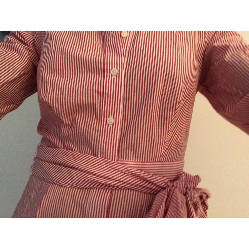 New J Crew RedWhite Stripe Tie Waist Shirt Dress Small S - Picture 3 of 13